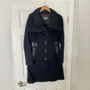 Mackage Black Wool/Cashmere Coat With Leather Details